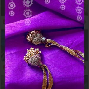 Purple Shimmer Silk Blend Dupatta with Gold Latkan Tassels