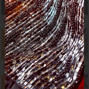 Black Net Fabric with Silver and Gunmetal Bugle Bead Sequin Embellishment