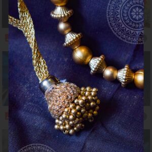 Navy Blue Latkan with Antique Gold Bead Tassel