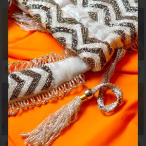 Chevron Beaded Potli Bag with Tassel Drawstring