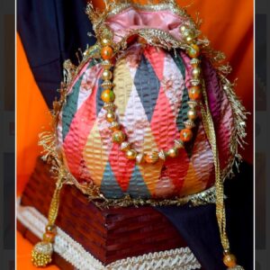 Pink Multicolor Silk Potli Bag with Beaded Handle and Tassel Latkans