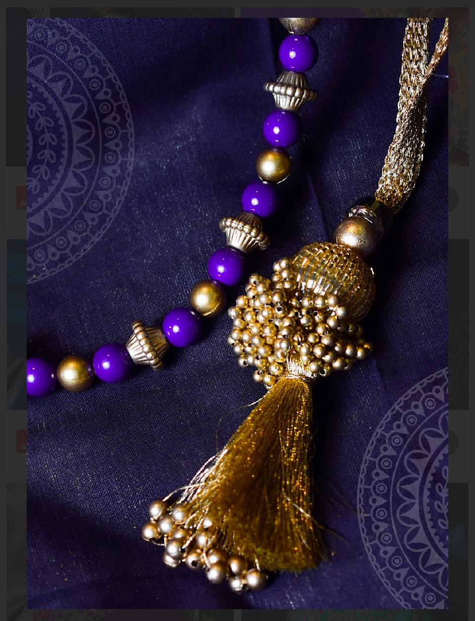 Purple and Gold Beaded Tassel Latkan